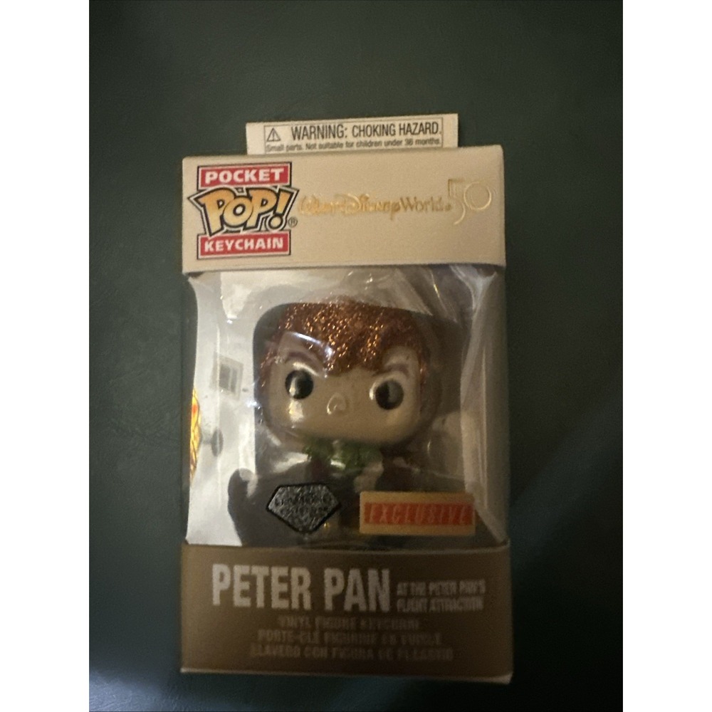 Funko Peter Pan Flight Diamond Glitter Pocket Pop Vinyl Keychain Disney WDW 50th